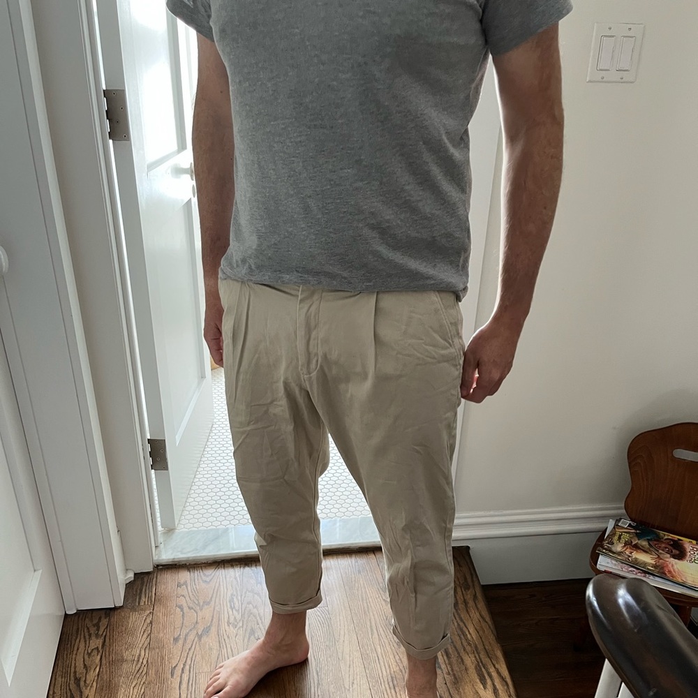 J Crew mens pleated Khaki calf length pants